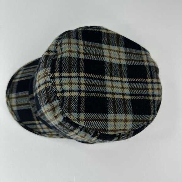 D&Y Women's Black Blue Plaid Cadet Preppy BOHO Hat S/M - Picture 8 of 12
